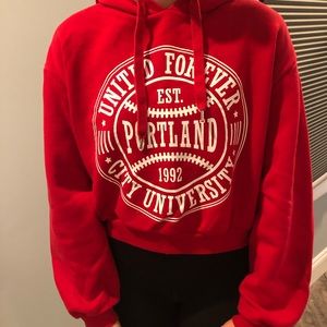 Red Cropped Hoodie